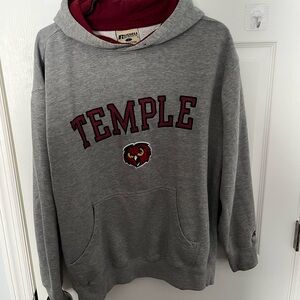 Vintage Temple University Russell Athletics‎ Hoodie Grey Large